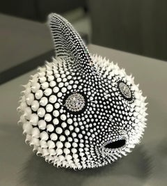 Eddie Maniez "Moonfish Large" Sculpture French Ceramic Silicone Black Swarovski