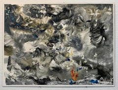 Reginald Pollack "At The Center of Chaos" Abstract Oil on Masonite Grey Poglin