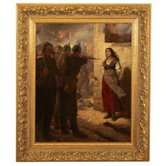 Pair French Franco-Prussian Historical Military War Propaganda Oil Paintings