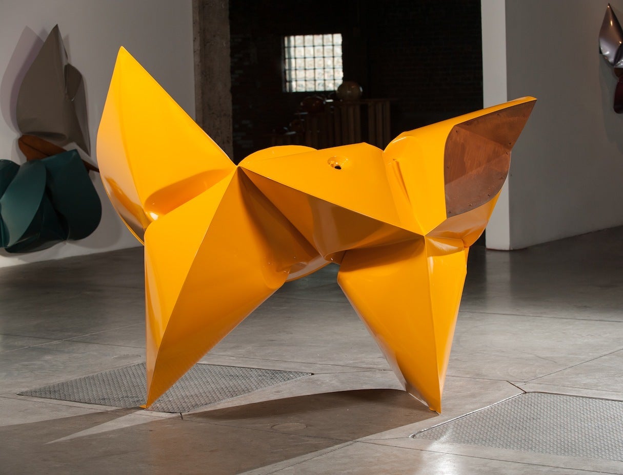 Jeremy Thomas Abstract Sculpture - Crane Yellow