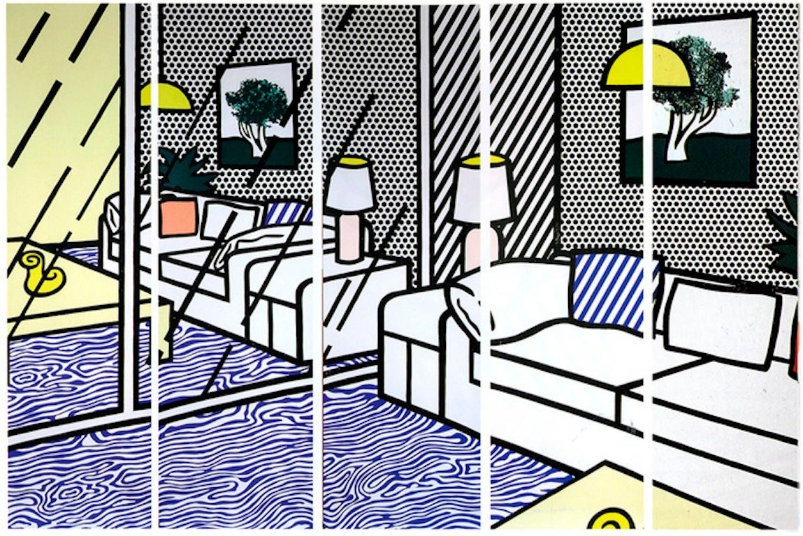 Roy Lichtenstein Interior Print - Wallpaper with Blue Floor Interior