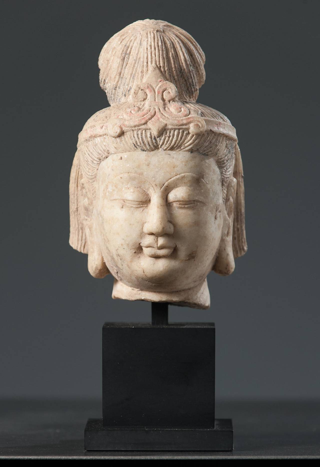 Unknown Figurative Sculpture - Head of Bodhisattva