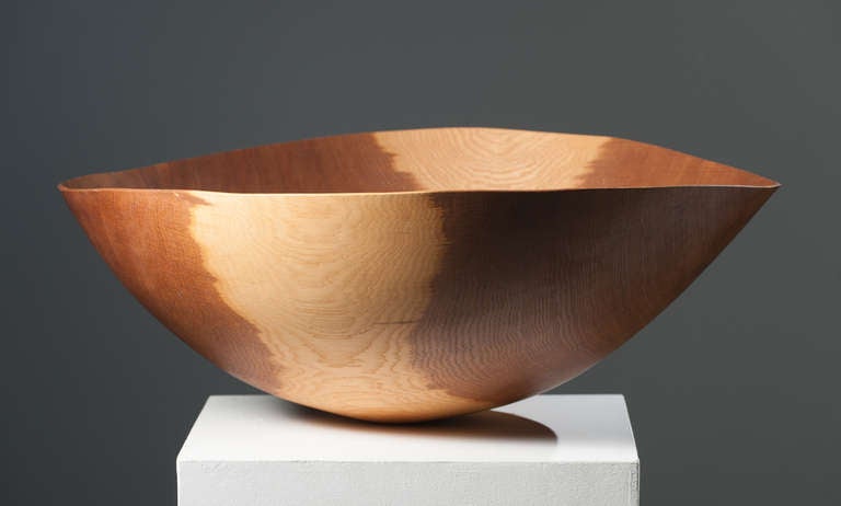 Anthony Bryant Abstract Sculpture - Large Brown Oak Bowl
