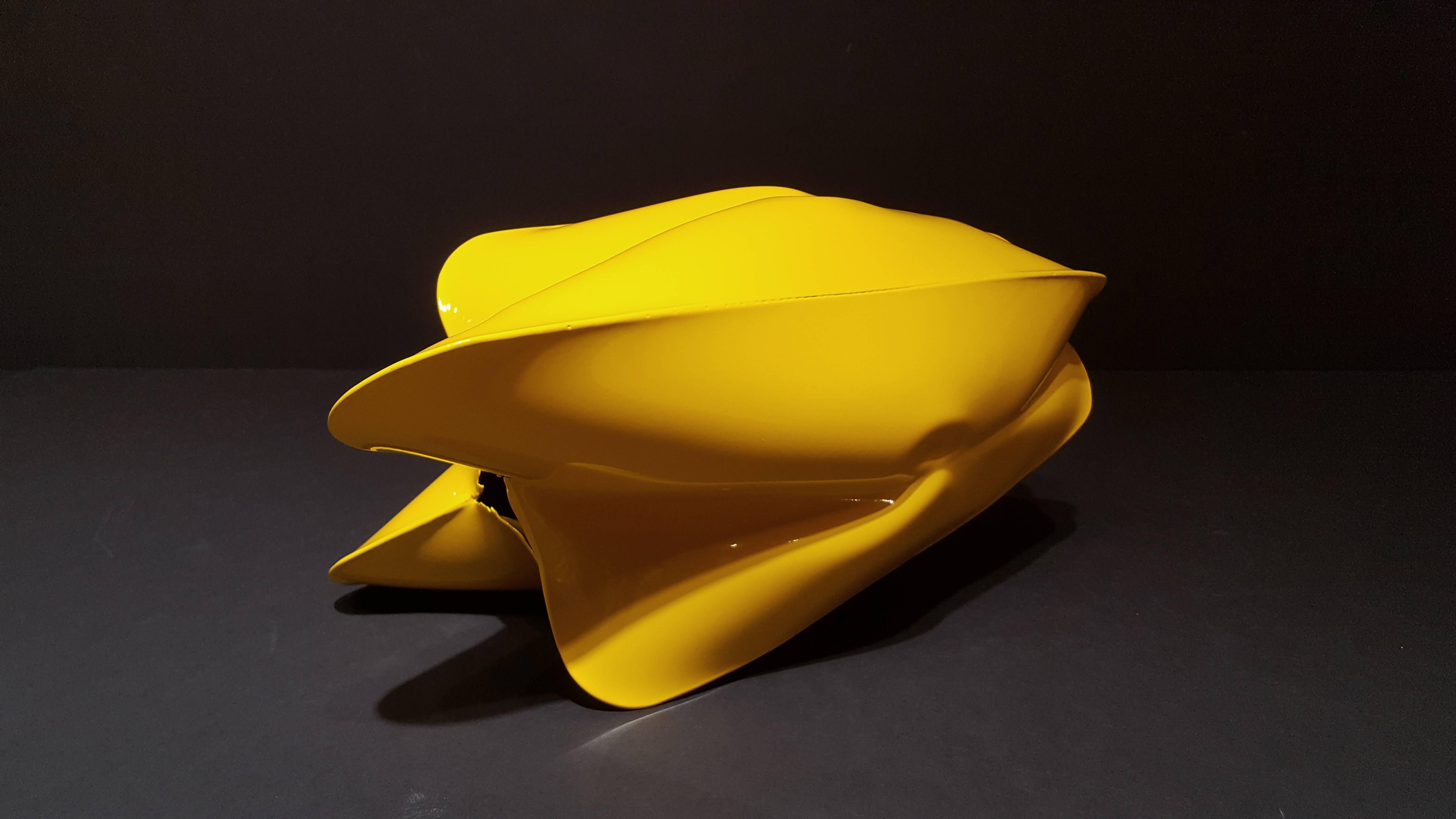 CAT 6 Yellow - Black Abstract Sculpture by Jeremy Thomas