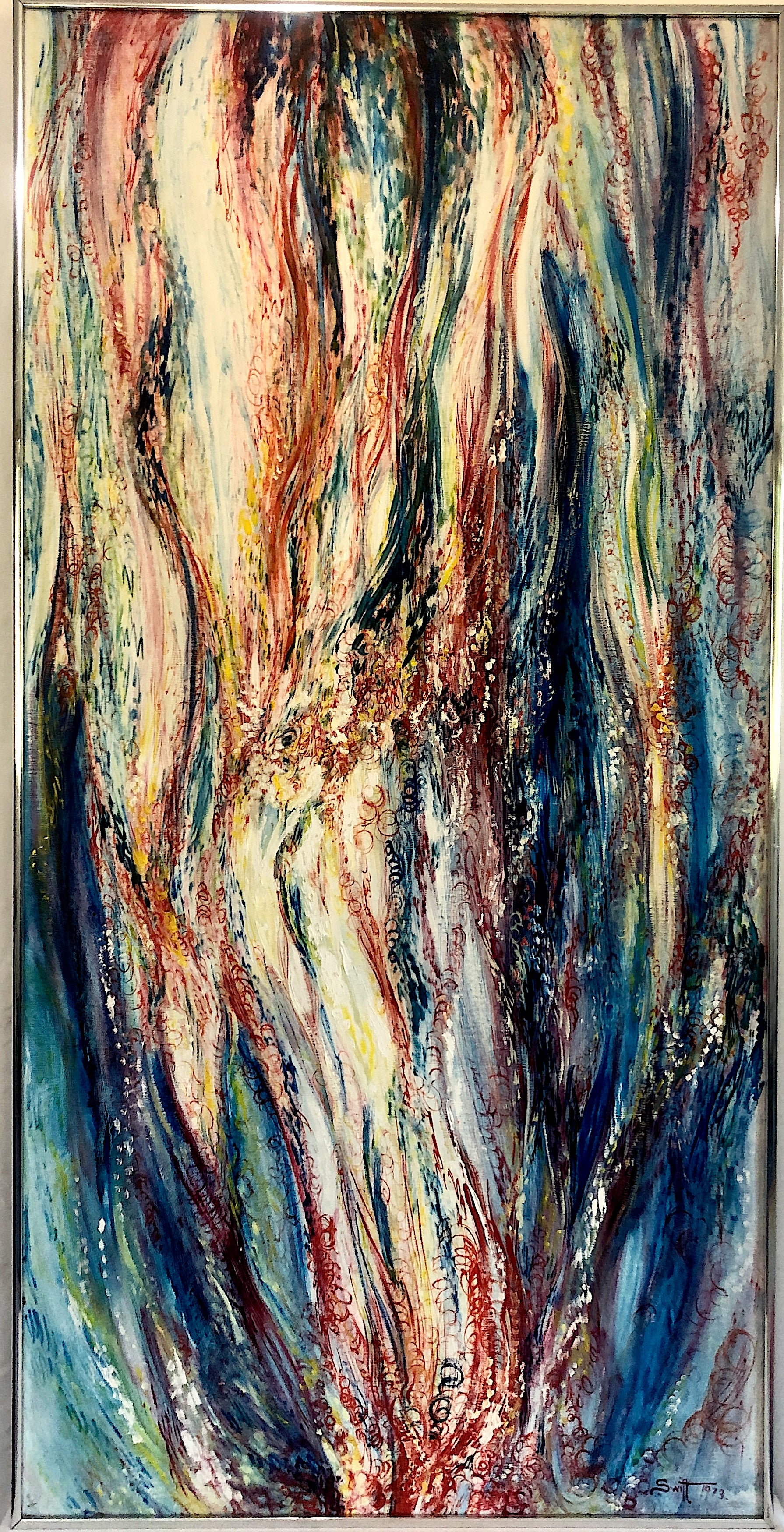 Pittura astratta della fine del XX secolo, “Mystic Fires”, firmata da Swift