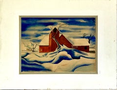 A Country Winter Watercolor Scene