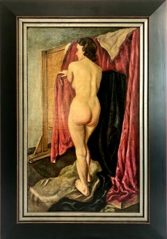 A Classic Female Nude Standing in the Artist’s Studio, Signed