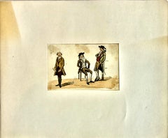 Set di sei illustrazioni originali a acquerello e inchiostro raffiguranti mode storiche europee