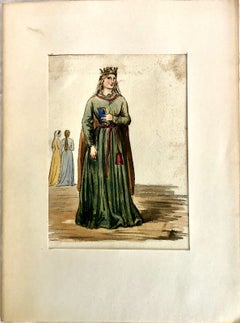 A Set of Five Original Watercolors of 12th- to 16th-century English Fashions
