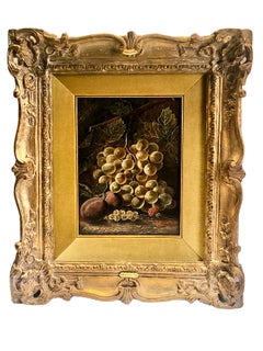 Late Victorian Still-life Painting of Grapes and Plums