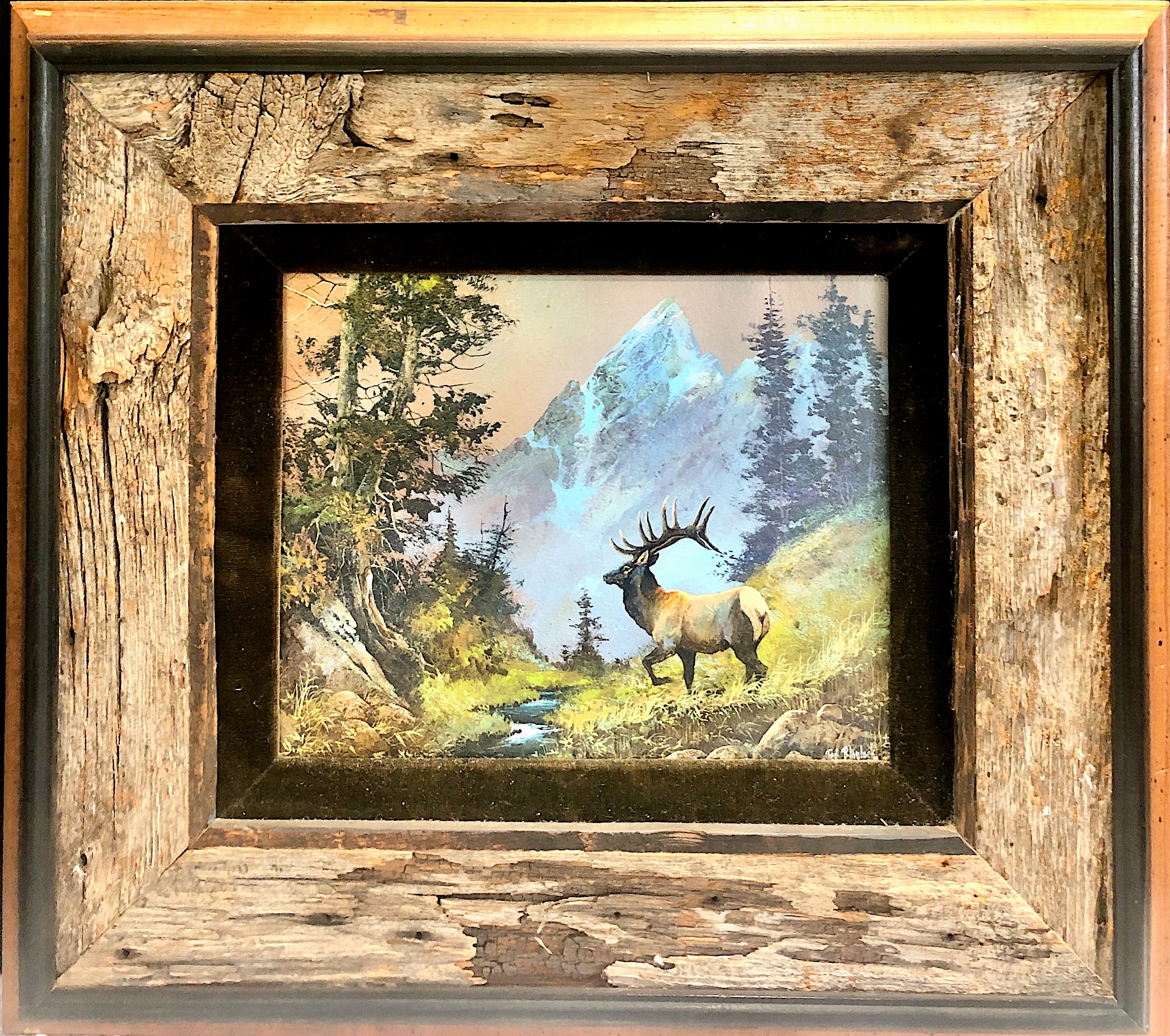 American West Mountain and Bull Elk Landscape