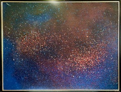 Un dipinto astratto del cosmo, risalente alla metà del secolo scorso, firmato e dai colori scintillanti