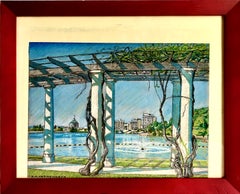 Signed Landscape of Oakland’s Historic Lake Merritt, by S.K. Farnsworth