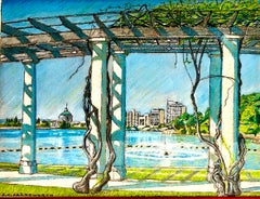 Signed Landscape of Oakland’s Historic Lake Merritt, by S.K. Farnsworth