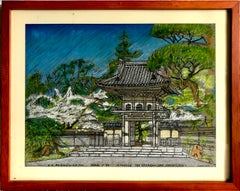Paesaggio della Bay Area raffigurante il Giardino del Tè Giapponese, firmato da S.K. Farnsworth