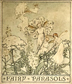 Antique Art Nouveau Fairy and Flower Framed Original Watercolor