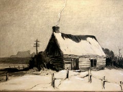 Signed 1920 Canadian Landscape “Cold” in Charcoal