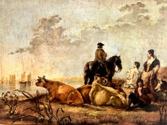 Dutch Landscape with Peasants and Cattle After Aelbert Cuyp, by J. Takacs