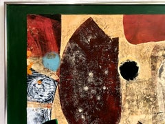 Pintura abstracta en técnica mixta de finales del siglo XX titulada «Aegean», de S. Martin