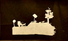 Eine ländliche Landschaft, dargestellt in Papierschnitt