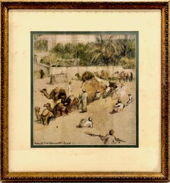 Late 19th-century Signed Orientalist Watercolor of Egypt