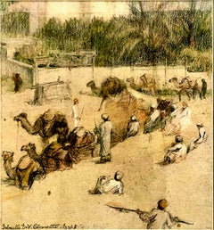 Late 19th-century Signed Orientalist Watercolor of Egypt