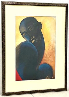 Retrato original en técnica mixta de Maurice Evans, siglo XX