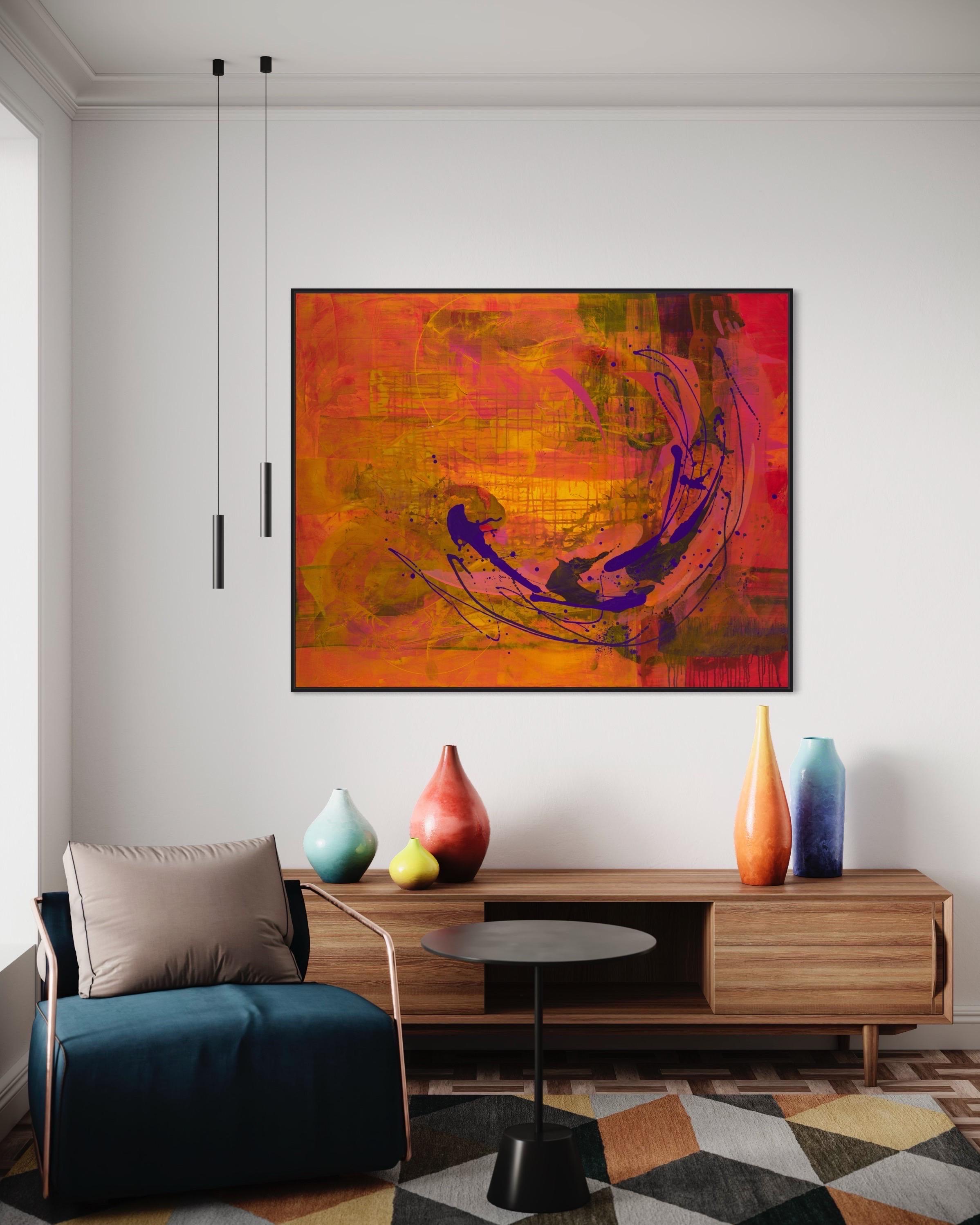 'Passion' - Vibrant Textured Abstract - Mixed Media Abstract Expressionist - Painting by Lorraine Lawson
