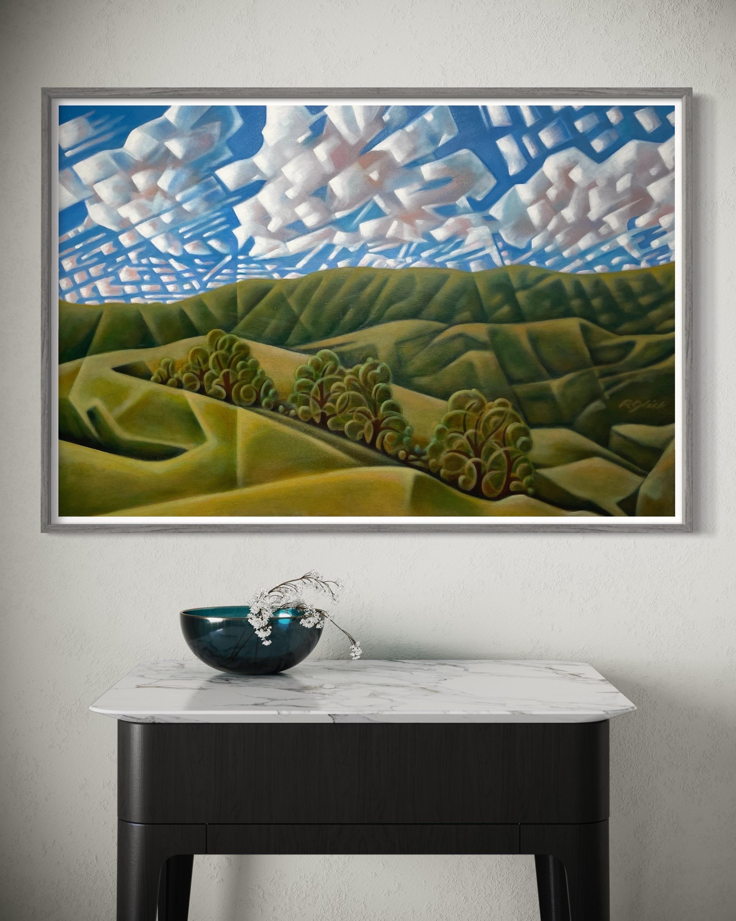 'Clouds and Canyons' - Serene Natural World - Geometric Abstract Landscape - Painting by Robert Glick