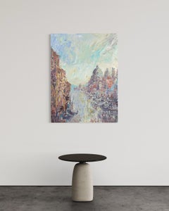 Colorful Textured Italian Landscape Painting, Acrylic and Oil Impasto, 40x30