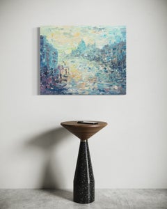 Contemporary Venice Landscape Painting, Textured Post-Impressionist Style, 2022