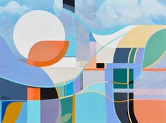 « Nova » : peinture abstraite contemporaine colorée à l'acrylique, 30 x 40 pouces, œuvre originale