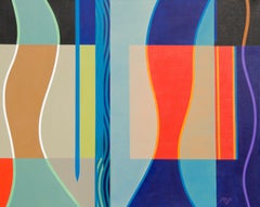 Peinture abstraite géométrique colorée, acrylique contemporain sur toile, œuvre originale