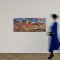 Highway 68, zeitgenössisches Ölgemälde auf Holz, abstraktes Landschaftsoriginal, 2025