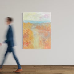 Large Vibrant Contemporary Landscape Painting, Orange and Earth Tones, Original