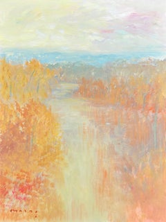 Large Vibrant Contemporary Landscape Painting, Orange and Earth Tones, Original