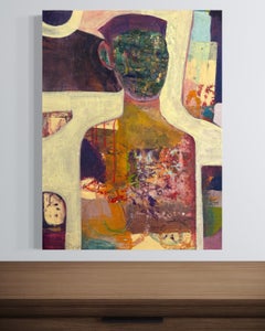 « Time Well Spent », peinture contemporaine en techniques mixtes, abstrait figuratif, 24 x 18