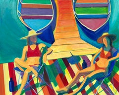 Colorful Large Figurative Painting, Acrylic Paint on Canvas, Signed Original