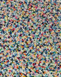 "Amore per Meadow XII", dipinto astratto colorato e materico, tecnica mista a strati