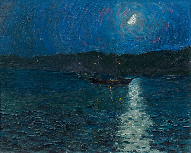 Henri Valensi Landscape Painting - Clazomenes in Moonlight