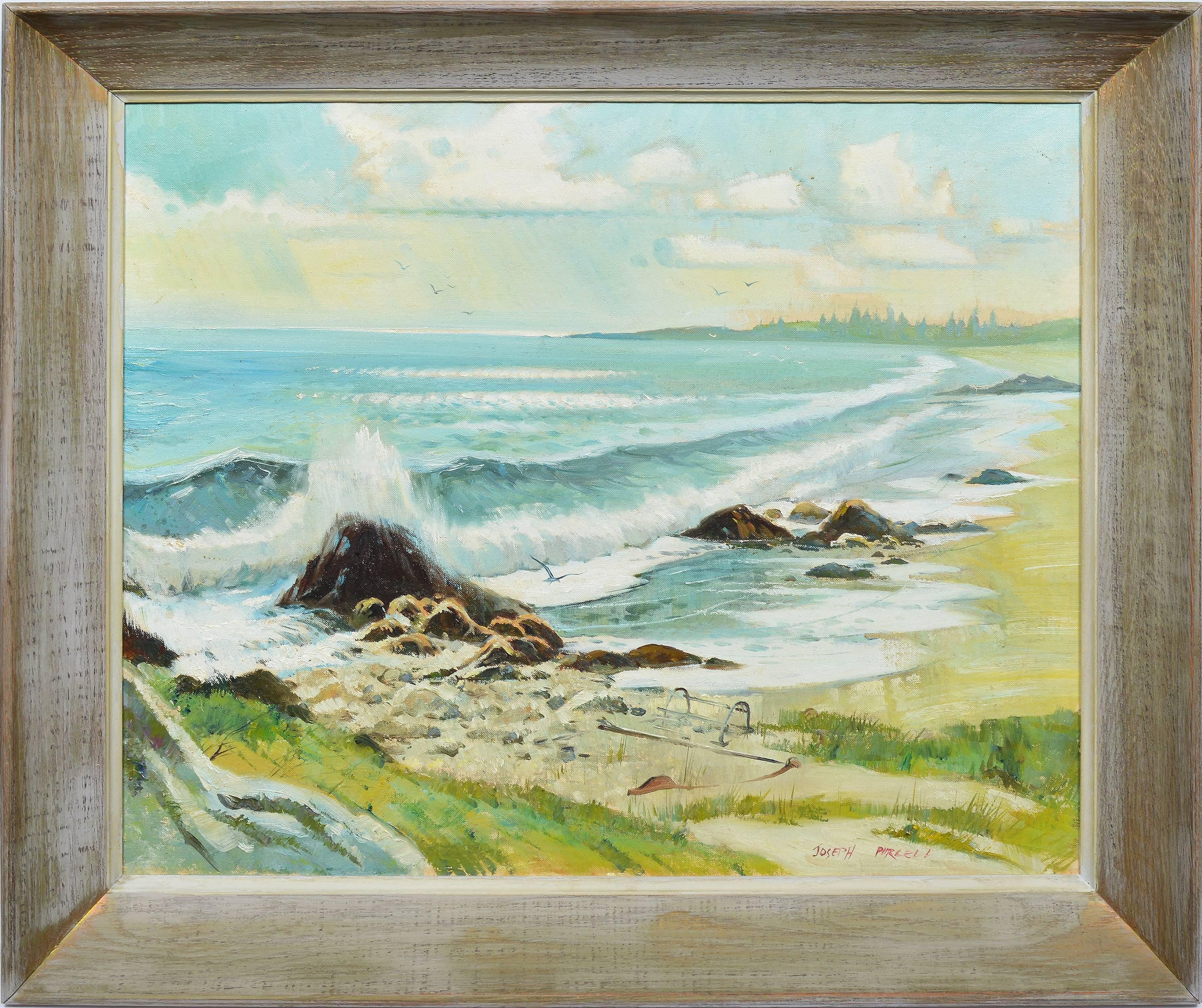 Joseph Purcell Landscape Painting - Waves Crashing at Nova Scotia