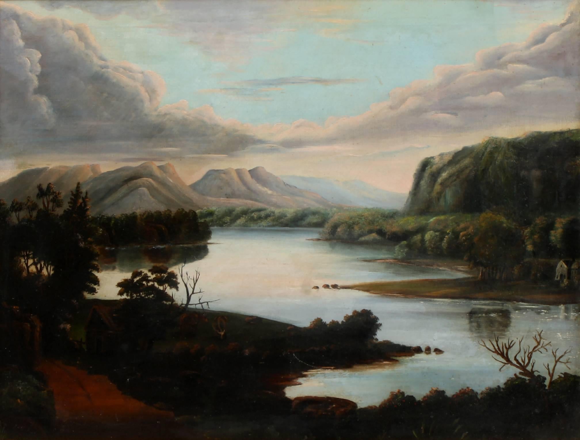 Unknown Landscape Painting - Hudson River Valley
