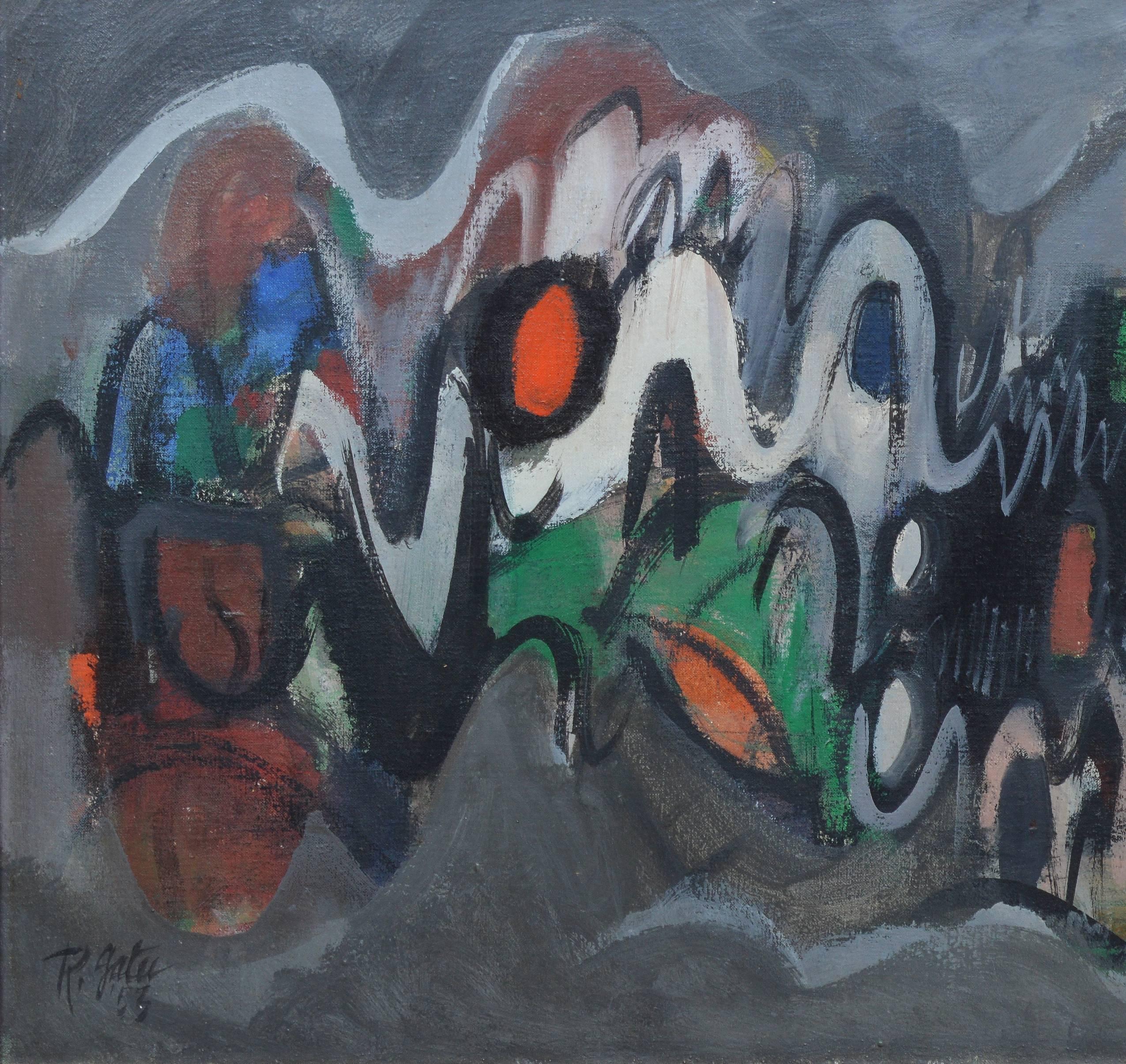 Abstract Expressionist circa 1953 - Gray Abstract Painting by Robert Gates