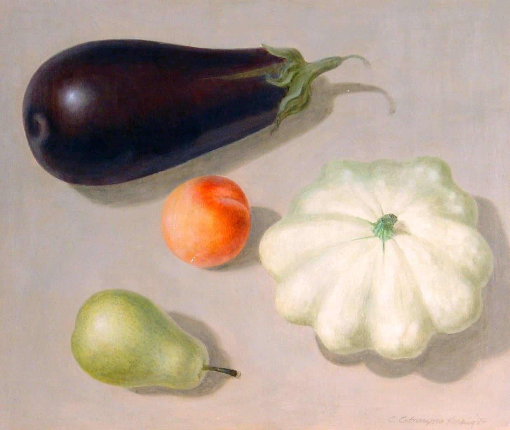 Catherine Koenig Still-Life Painting - Eggplant Etc.