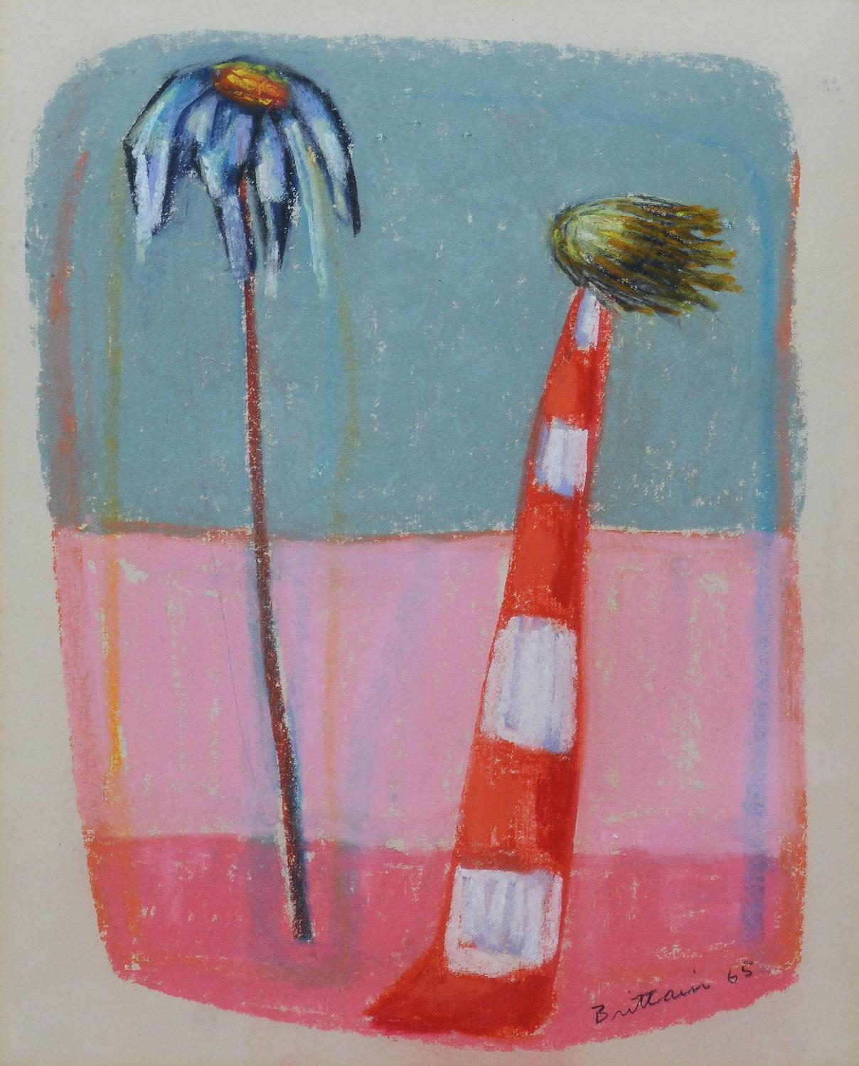 Miller Brittain Modernist Abstract, "Flower and Figure in the Wind
