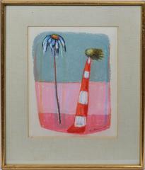 Modernist Abstract, "Flower and Figure in the Wind"