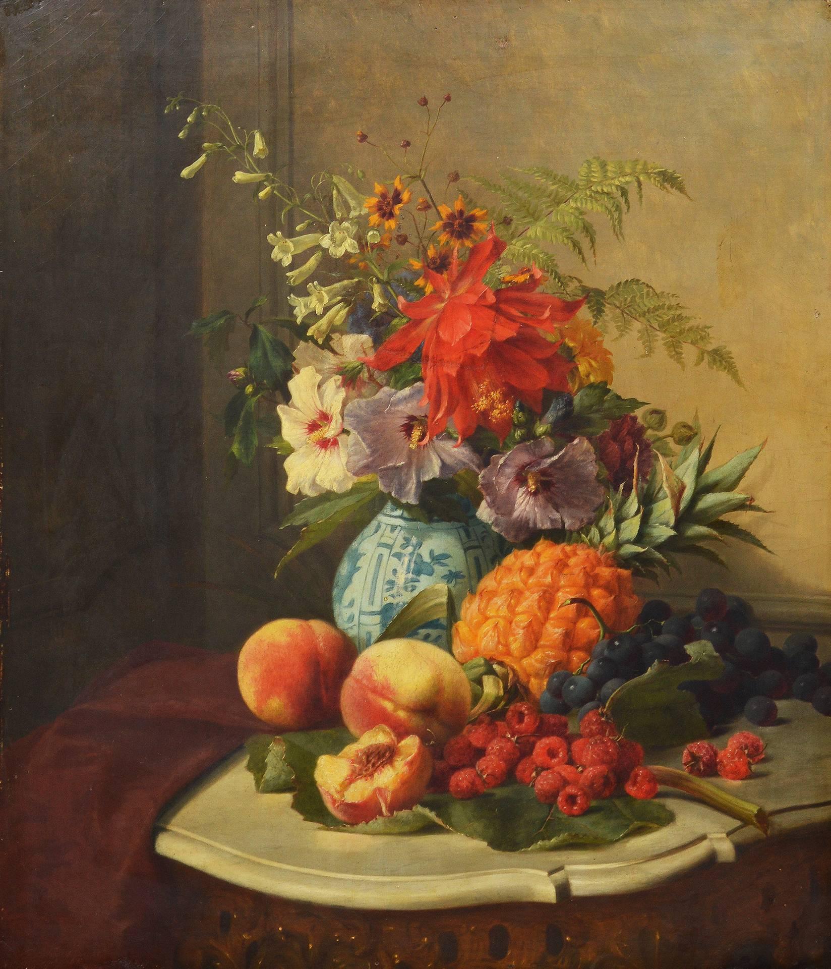 19th Century Still Life with Fruit - Realist Painting by Unknown