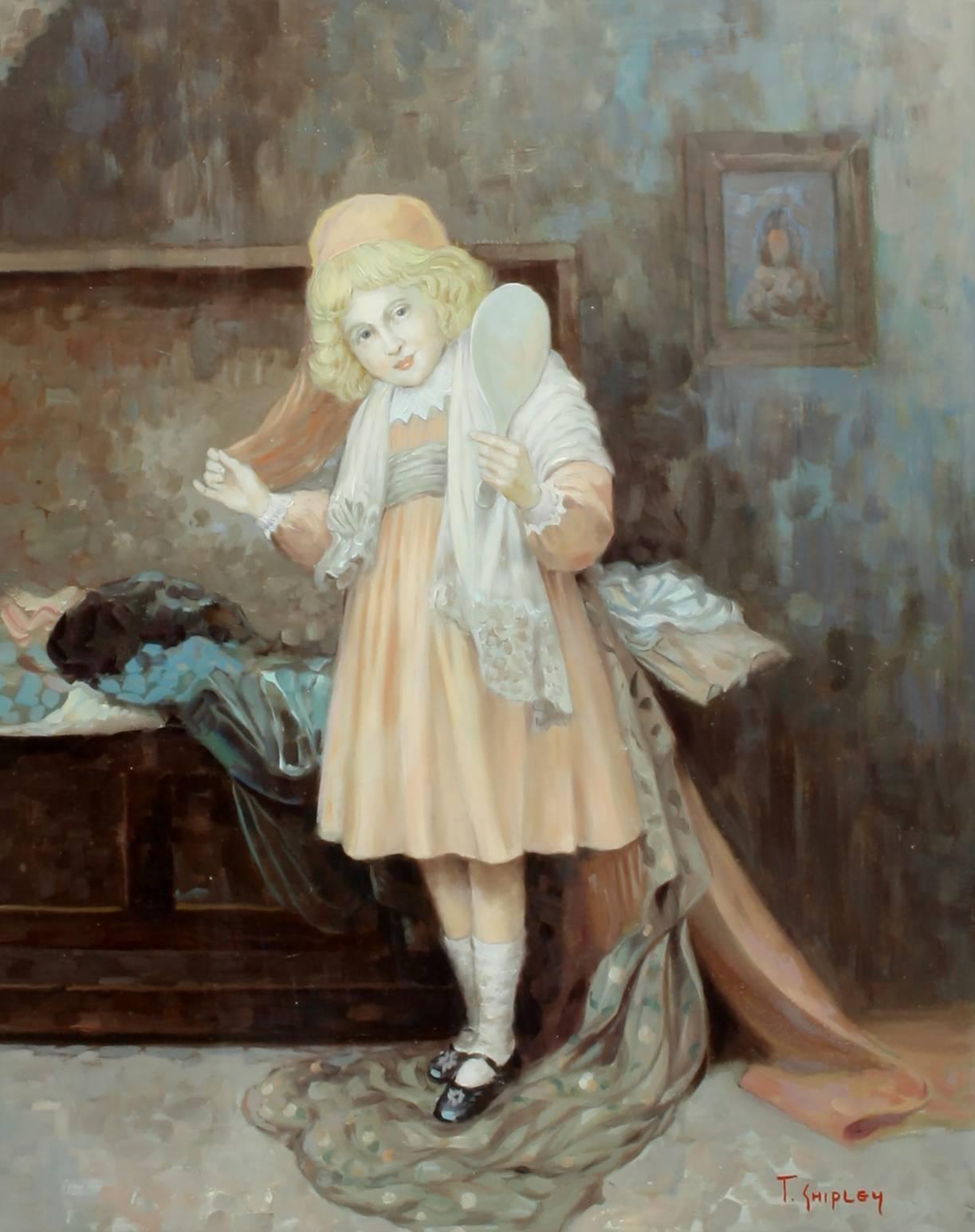 Thomas Shipley Interior Painting - Young Girl Gazing Upon Herself