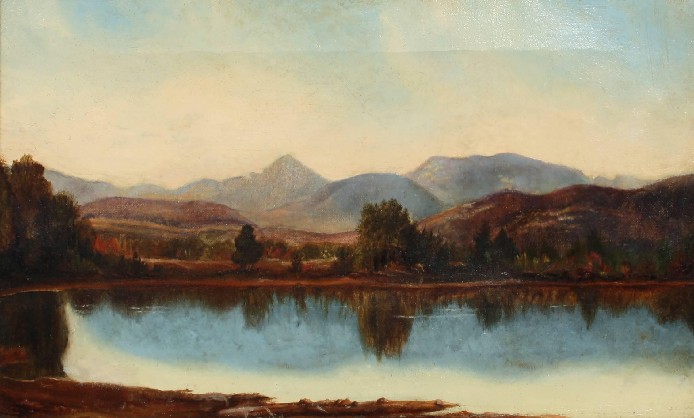 Unknown Landscape Painting - Reflections Over a Cool Lake