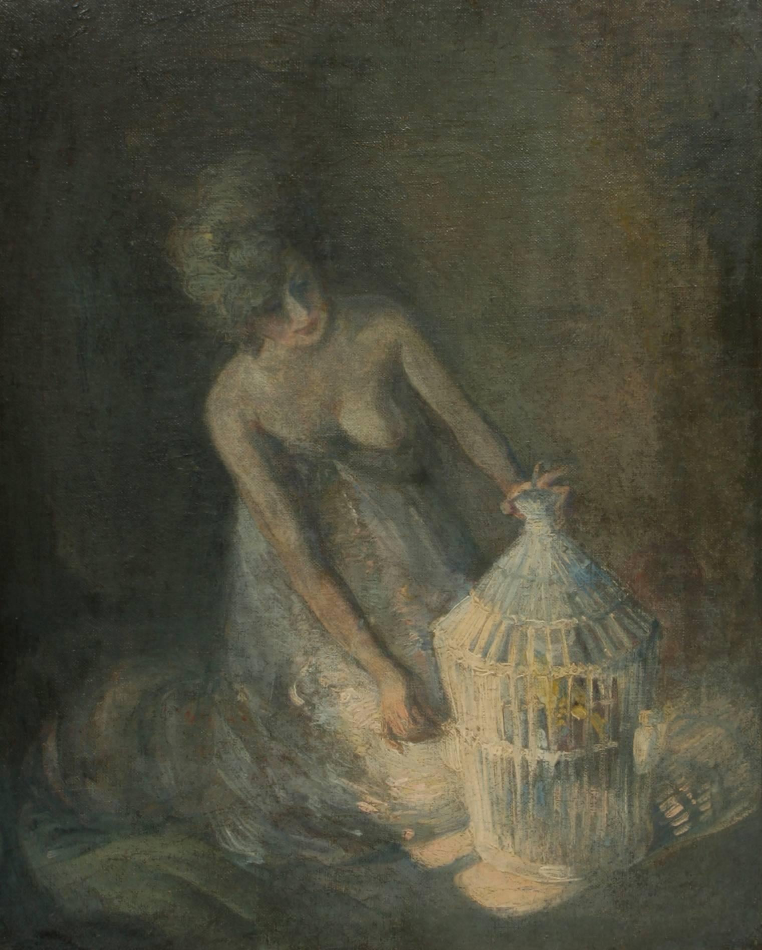 Canaries in the Cage - Painting by Alexander Oscar Levy